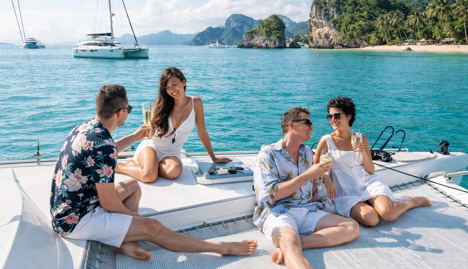 Luxury yacht in calm tropical waters of Koh Samui